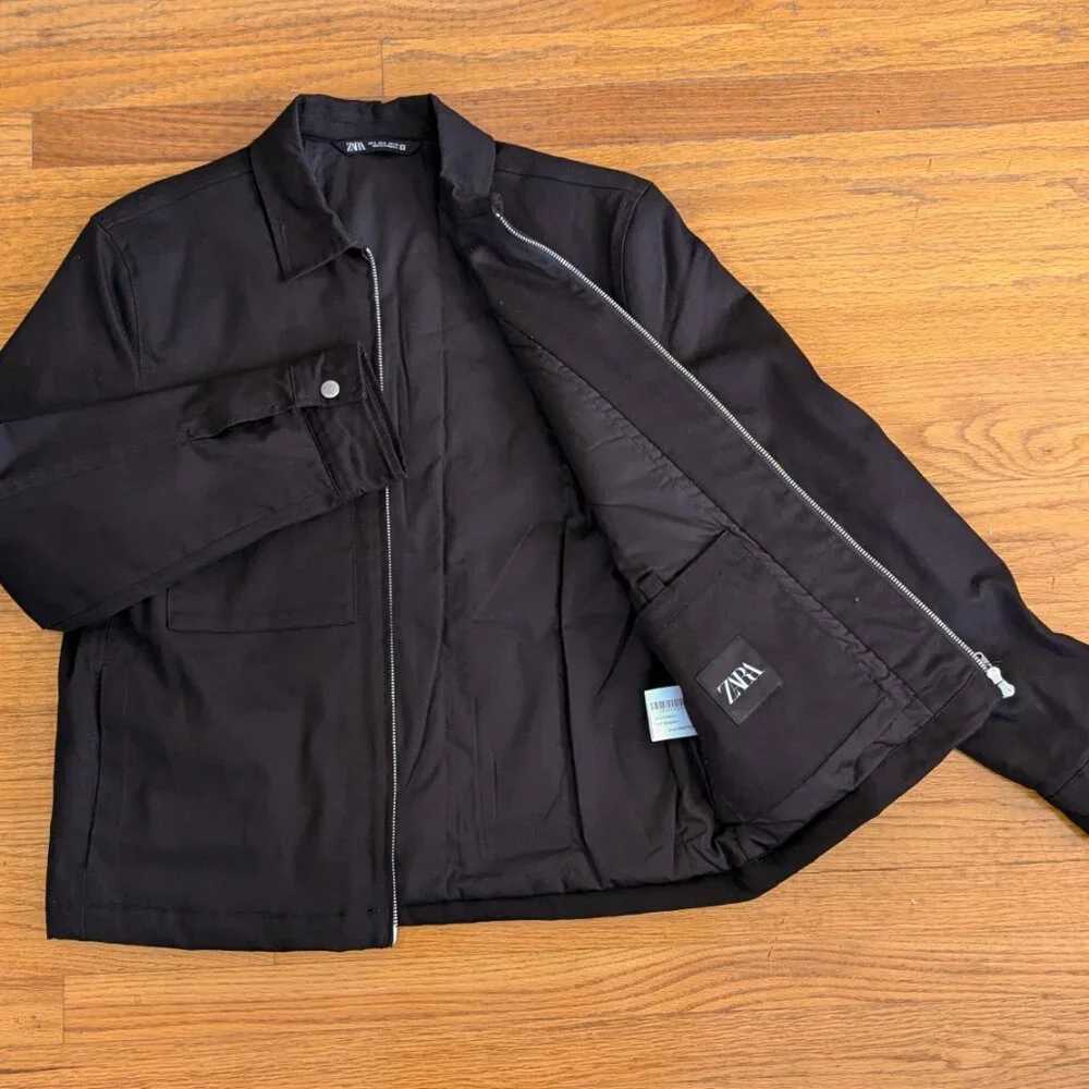 Zara // Pocket Overshirt // Black // S